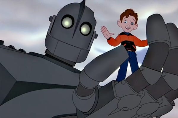 Hogarth and the Iron Giant in The Iron Giant
