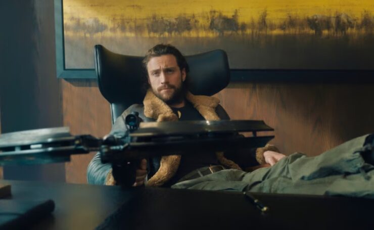 Aaron Taylor-Johnson as Sergei Kravinoff/Kraven in Kraven the Hunter
