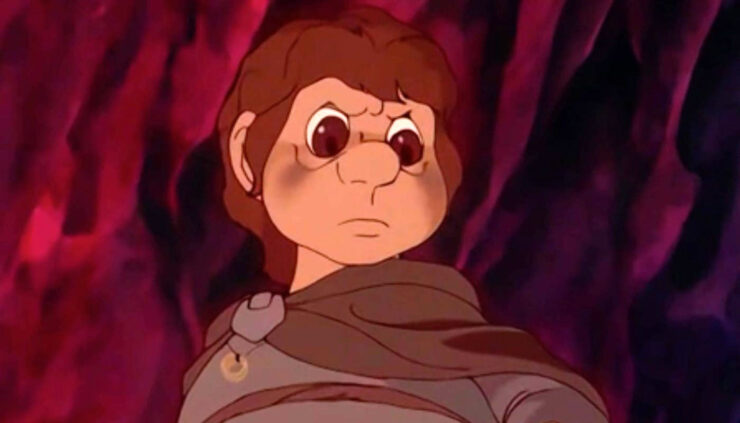 Frodo at Mt Doom in the animated adaptation of The Return of the King