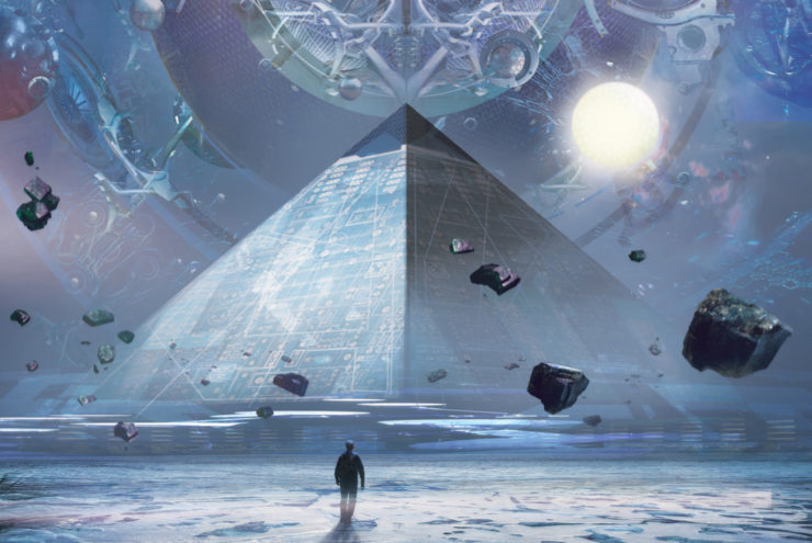 A close-up of part of the cover art from The Three-Body Problem