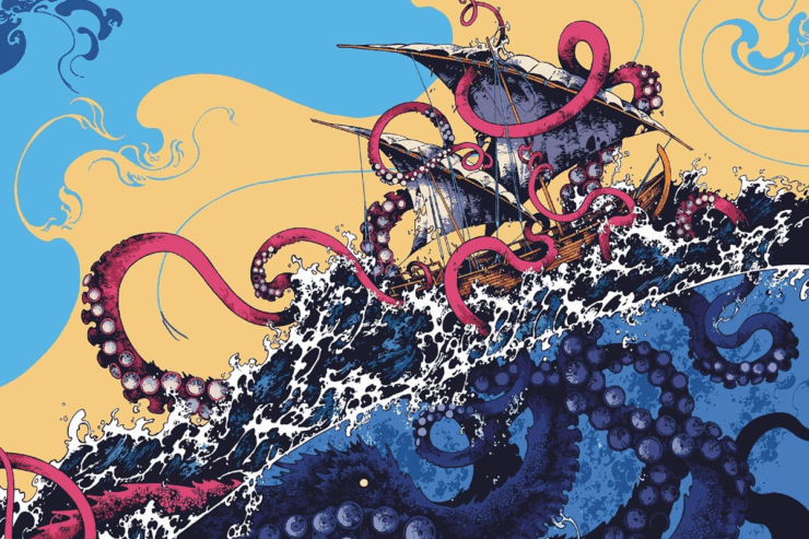 Detail from the cover of The Adventures of Amina Al-Sarifi by S.A. Chakraborty