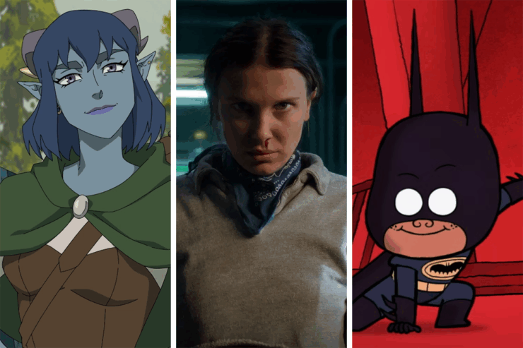 Images from three genre tv series premiering in November 2025: The Mighty Nein; Stranger Things; and Bat-Fam